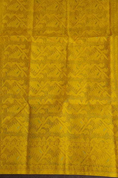 Handloom Jamdani Cotton Saree - Turmeric Yellow