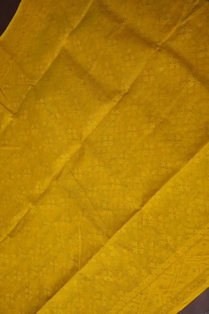 Handloom Jamdani Cotton Saree - Turmeric Yellow