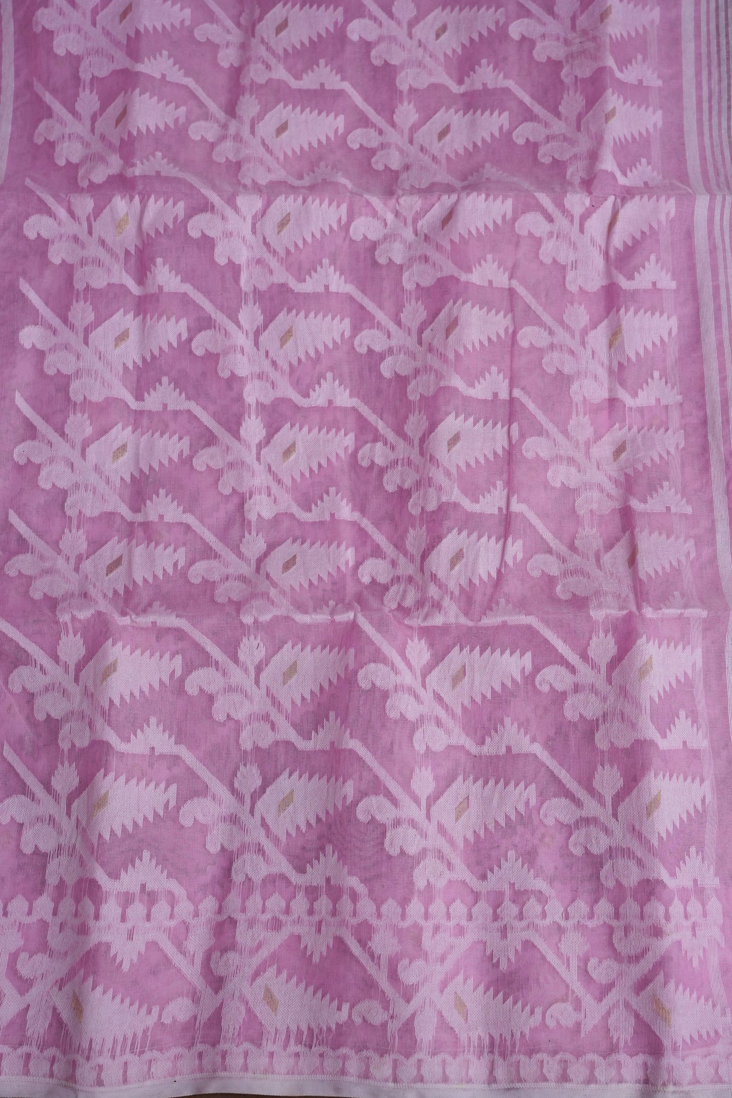 Handloom Jamdani Cotton Saree - Baby Pink