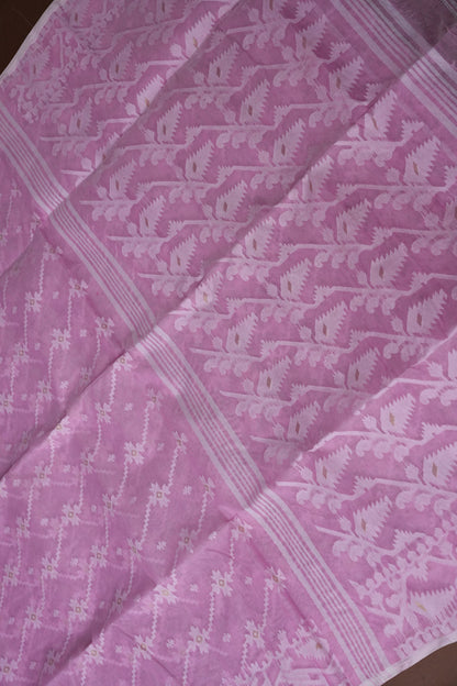 Handloom Jamdani Cotton Saree - Baby Pink