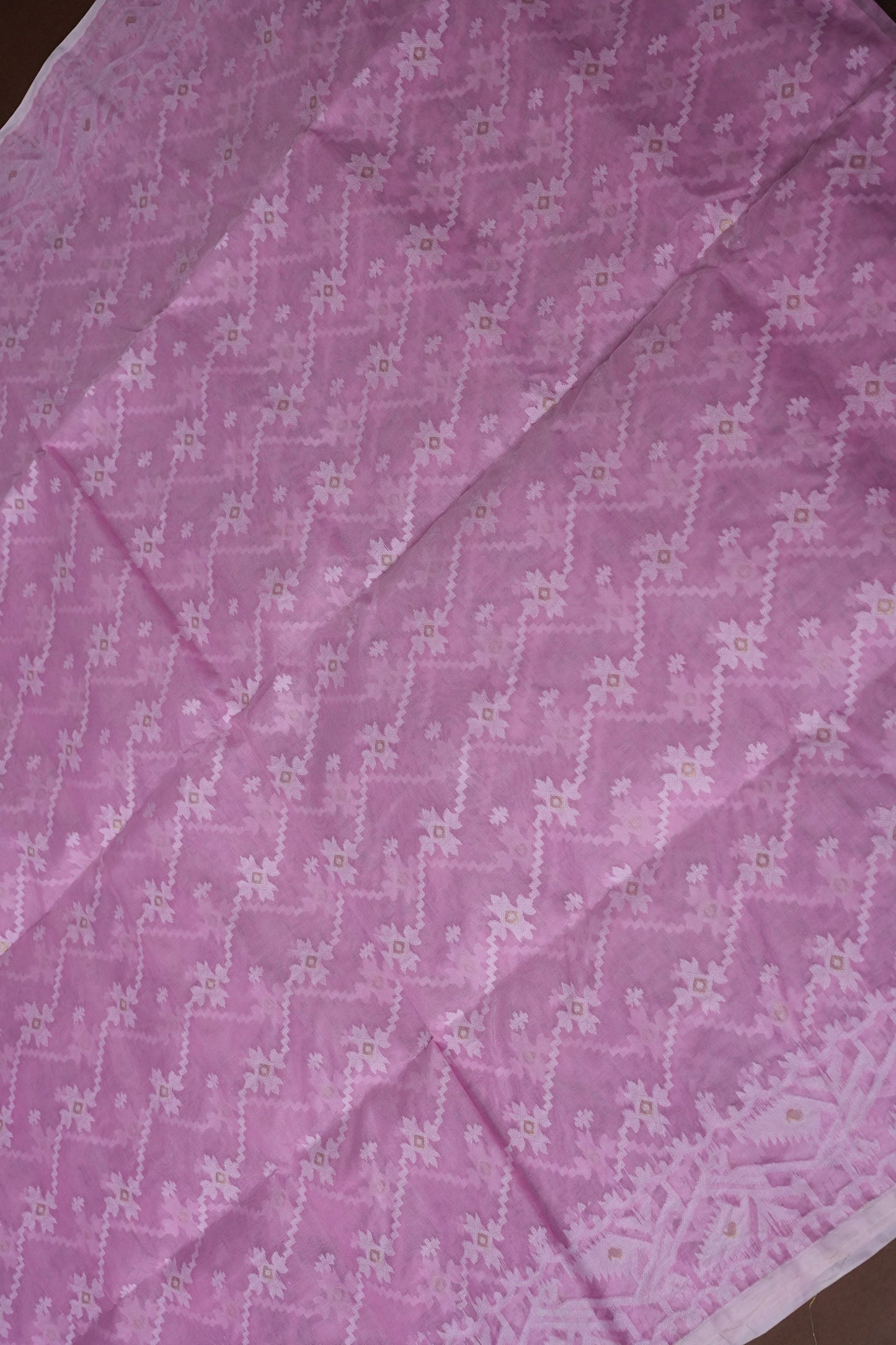Handloom Jamdani Cotton Saree - Baby Pink