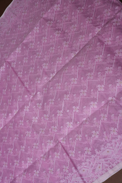 Handloom Jamdani Cotton Saree - Baby Pink