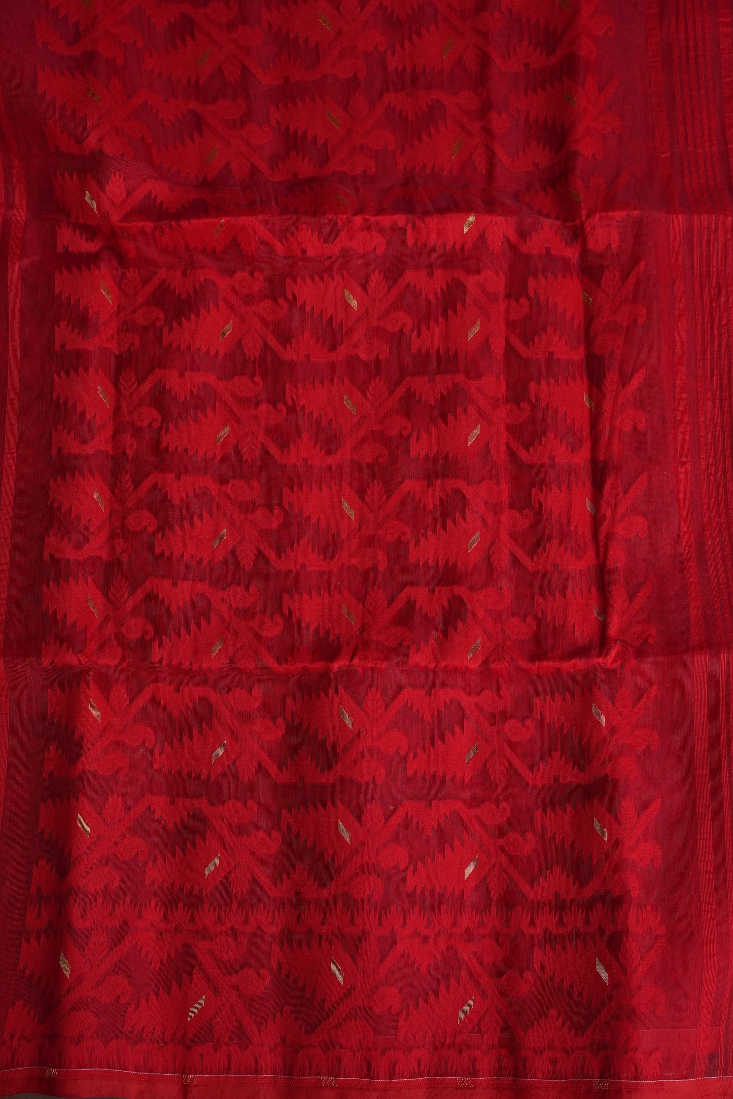 Handloom Jamdani Cotton Saree - Red