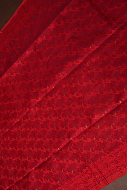 Handloom Jamdani Cotton Saree - Red