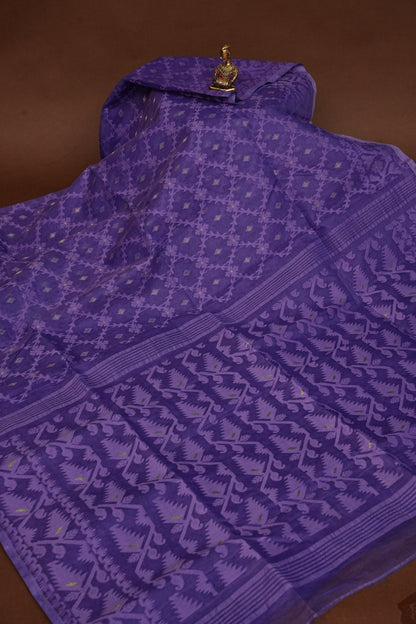 Handloom Jamdani Cotton Saree - Purple