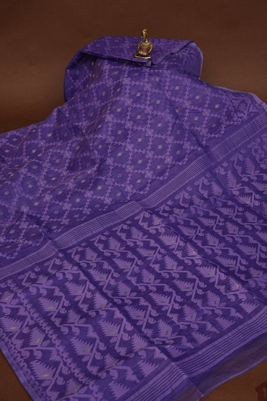 Handloom Jamdani Cotton Saree - Purple