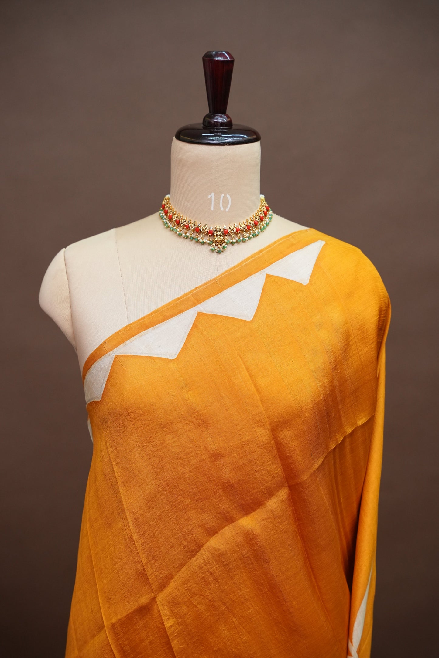 Pure Mulberry Silk Saree in Mustard Yellow with Floral Batik Print | Silk Mark Certified