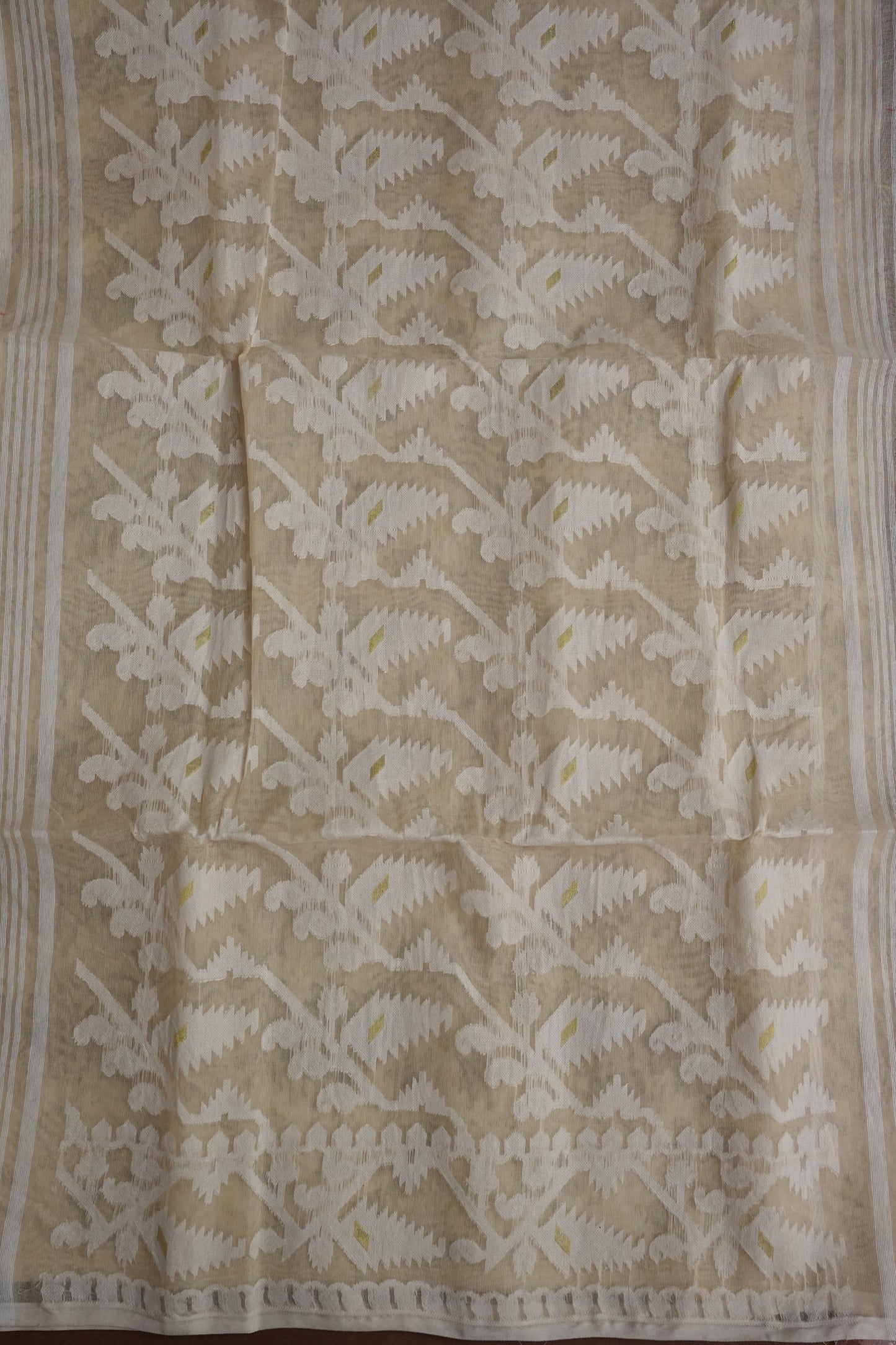 Handloom Jamdani Cotton Saree - Beige