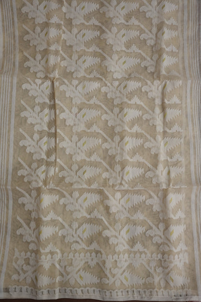 Handloom Jamdani Cotton Saree - Beige