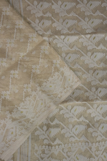Handloom Jamdani Cotton Saree - Beige