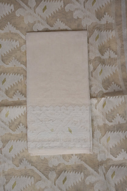 Handloom Jamdani Cotton Saree - Beige