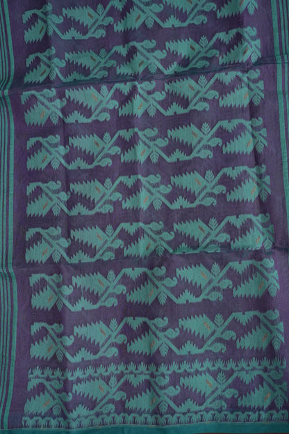 Handloom Jamdani Cotton Saree - Purple & Blue