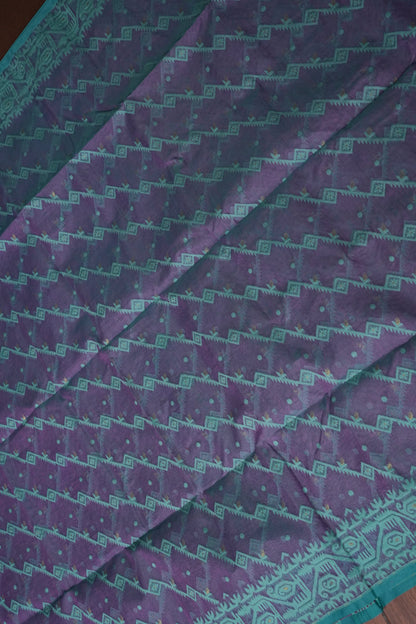 Handloom Jamdani Cotton Saree - Purple & Blue