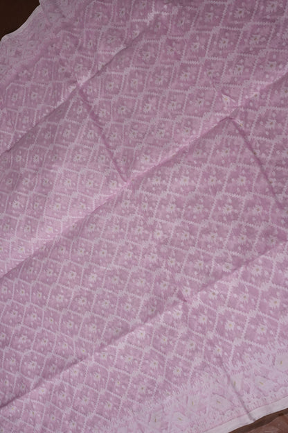 Handloom Jamdani Cotton Saree – Baby Pink