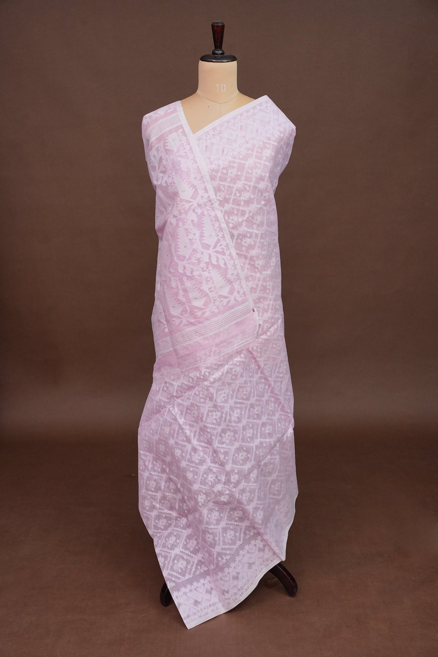 Handloom Jamdani Cotton Saree – Baby Pink