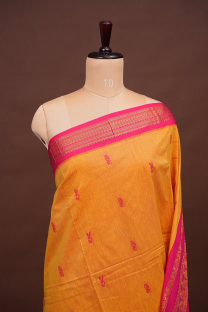 Kalyani Cotton Silk Saree - Yellow and Pink