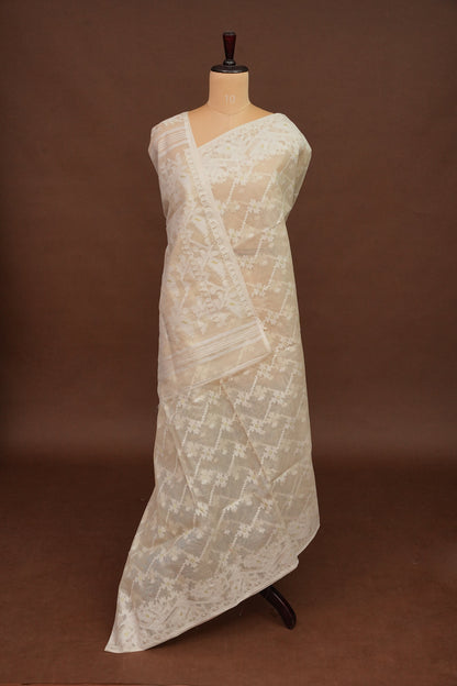 Handloom Jamdani Cotton Saree - Beige