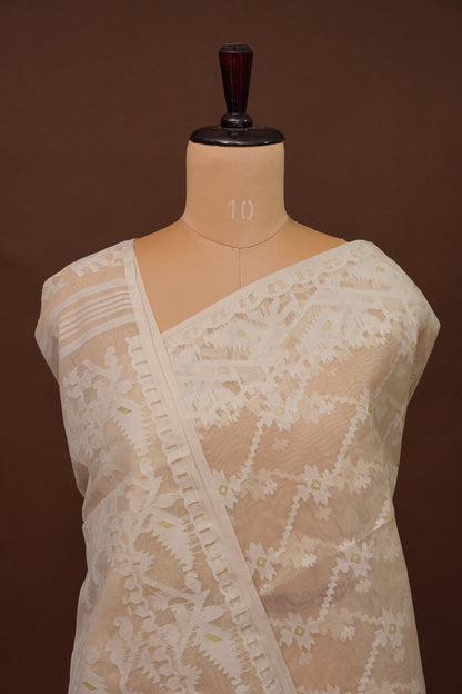 Handloom Jamdani Cotton Saree - Beige