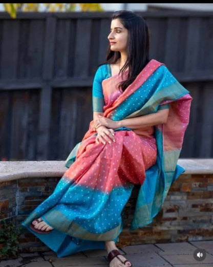 Geometric Patterned Pure Tussar Silk Saree-Pink|Silk Mark Certificate