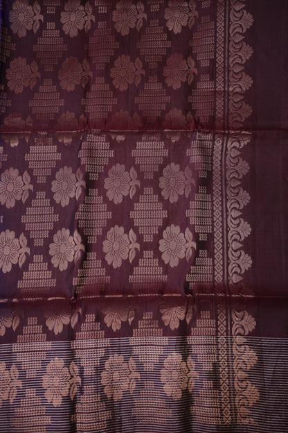 Pure Soft Silk Saree - Royal Blue with Deep Maroon