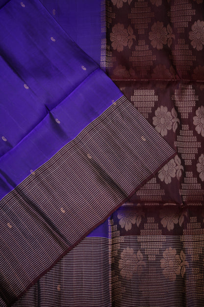 Pure Soft Silk Saree - Royal Blue with Deep Maroon