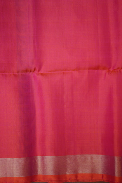 Pure Soft Silk Saree - Deep Royal Purple with Orange and Pink
