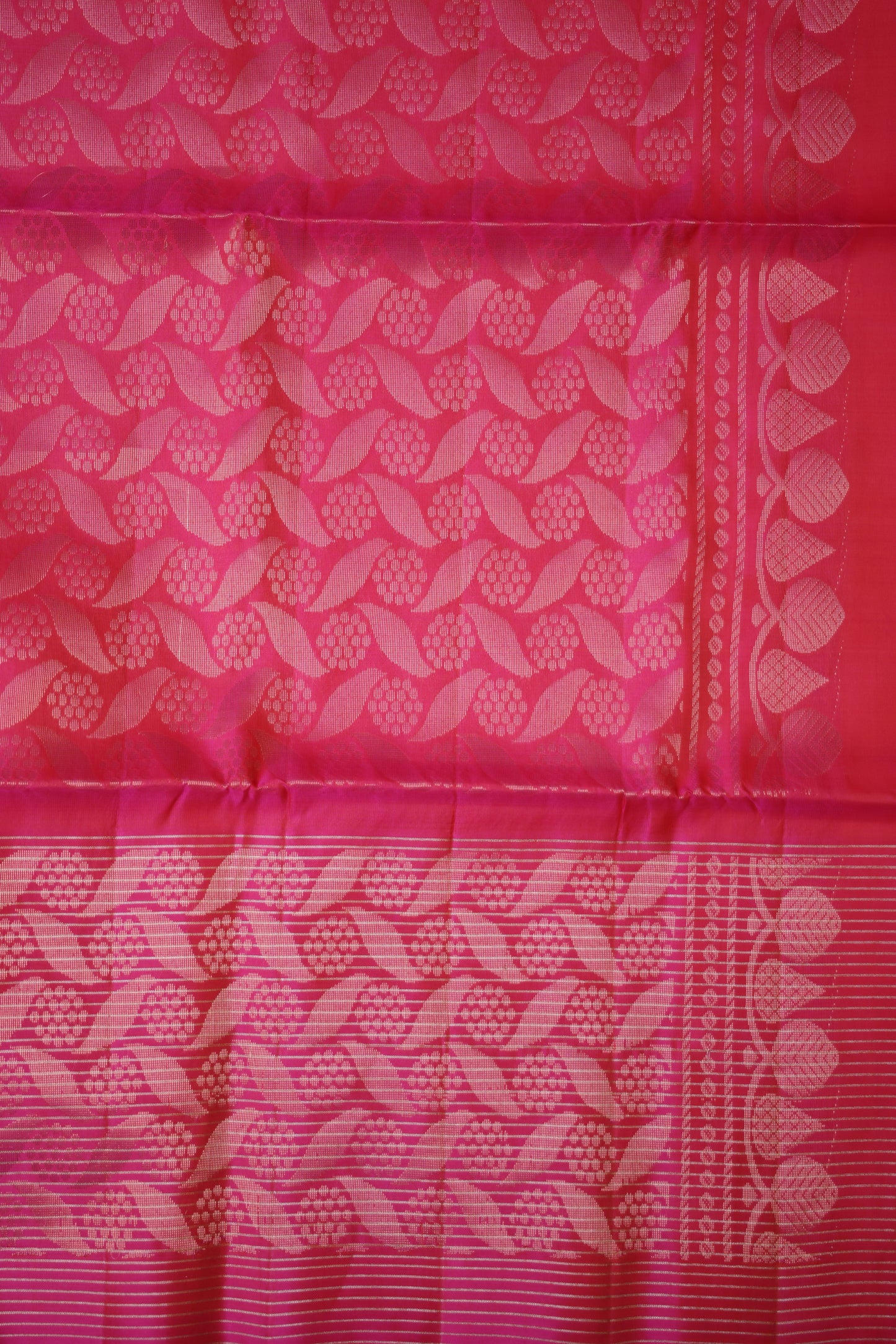 Pure Soft Silk Saree - Peach with Hot Pink