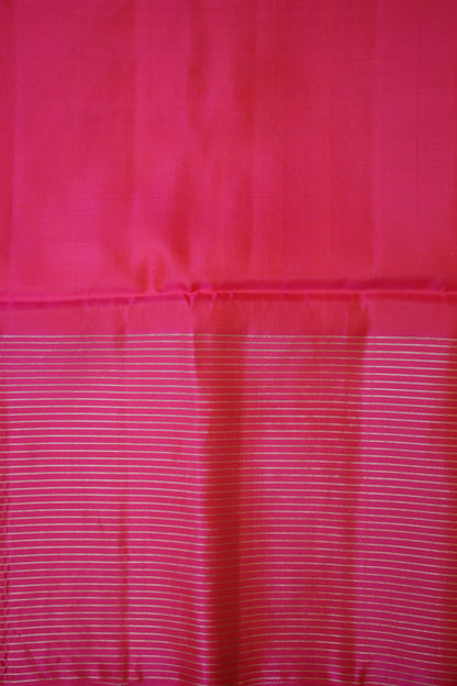 Pure Soft Silk Saree - Peach with Hot Pink