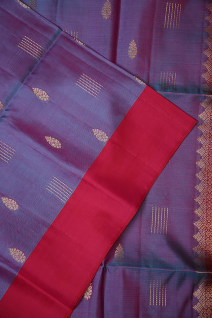 Pure Soft Silk Saree - Blue-Violet with Pink Border