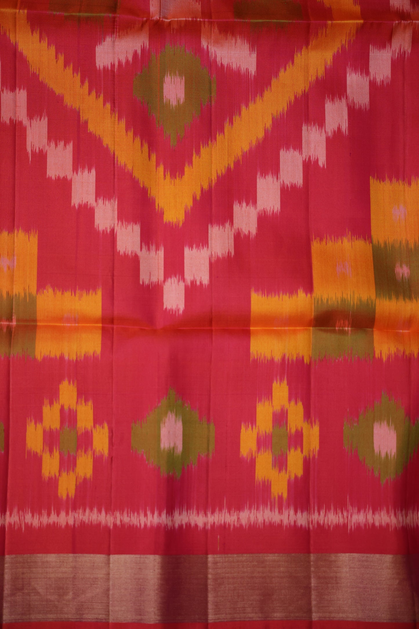 Pure Ikkat Soft Silk Saree - Beige & Orange