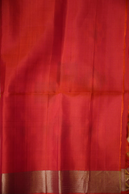 Pure Ikkat Soft Silk Saree - Beige & Orange