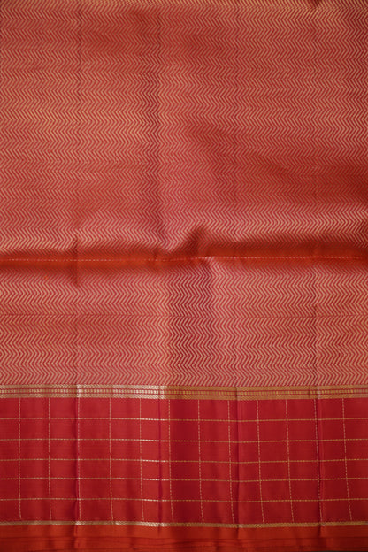Pure Soft Silk Saree - Half White with Orange and Pink