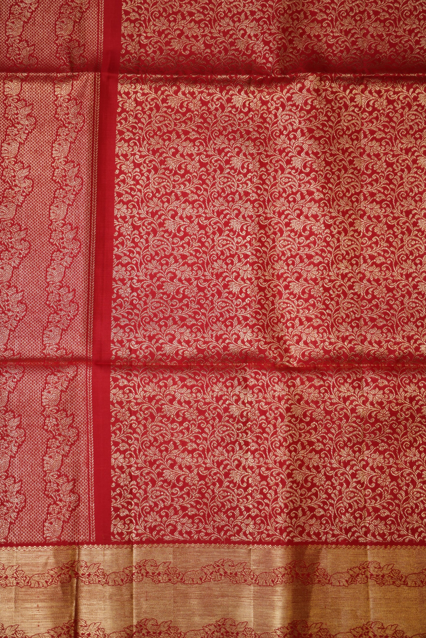 Pure Soft Silk Saree - Golden Yellow with Orange and Red