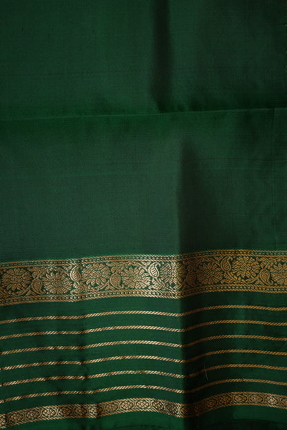 Pure Soft Silk Saree - Pink and Orange with Deep Green