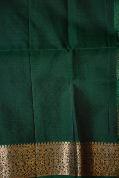 Pure Soft Silk Saree - Rich Pink with Deep Green