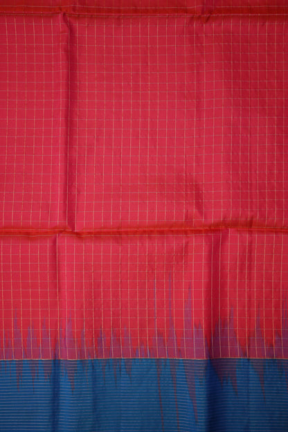 Pure Soft Silk Saree - Pink with Copper Sulphate Blue