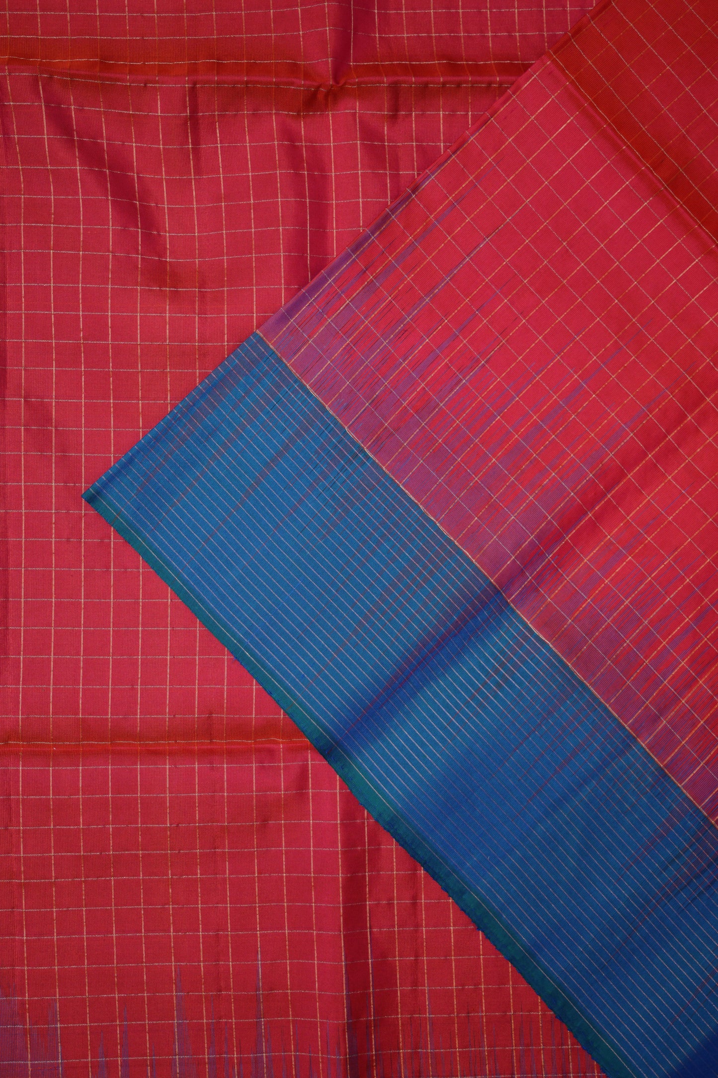 Pure Soft Silk Saree - Pink with Copper Sulphate Blue