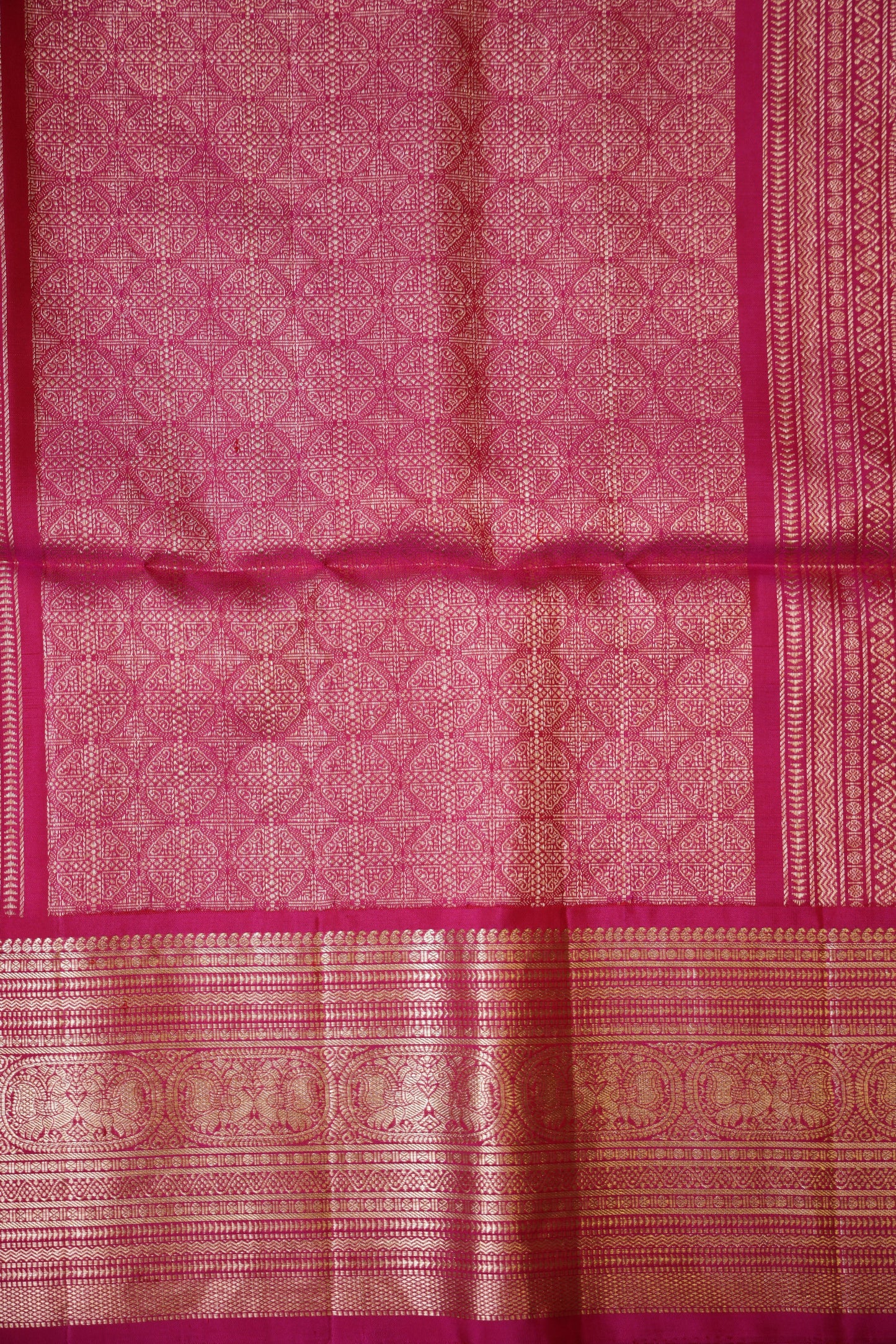 Pure Soft Silk Saree - Mustard Yellow with Hot Pink