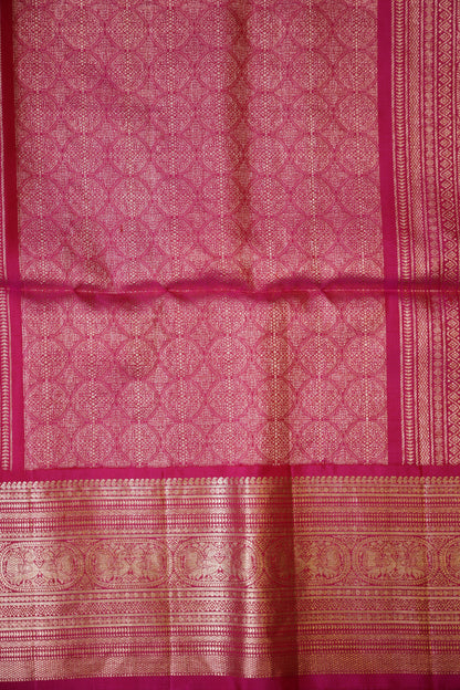 Pure Soft Silk Saree - Mustard Yellow with Hot Pink