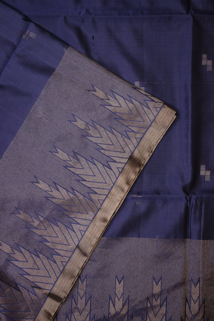 Pure Soft Silk Saree- Steel Blue & Blush Pink