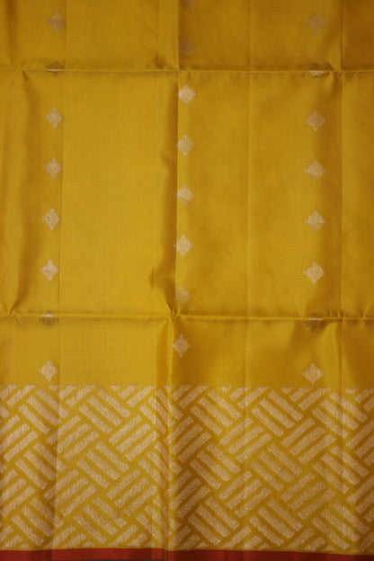Pure Soft Silk Saree in Yellow - Yellow & Red