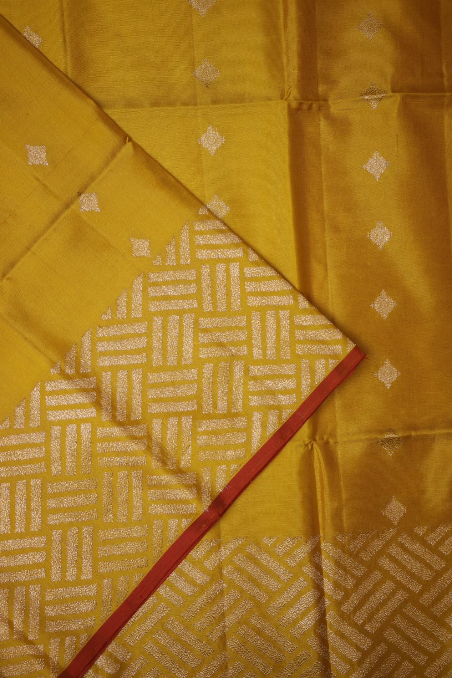 Pure Soft Silk Saree in Yellow - Yellow & Red