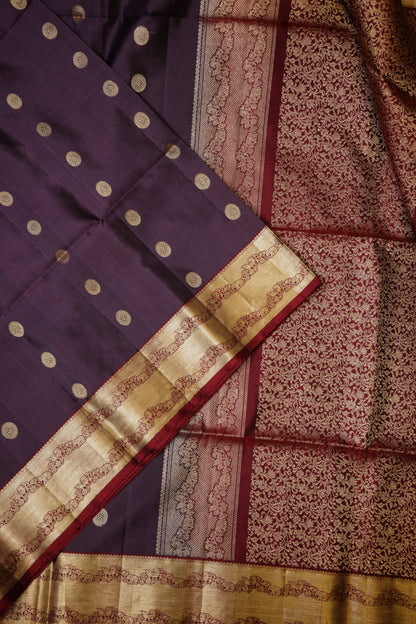 Pure Soft Silk Saree - Aubergine Purple & Maroon