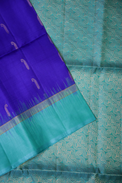 Pure Soft Silk Saree - Royal Blue & Aqua Green