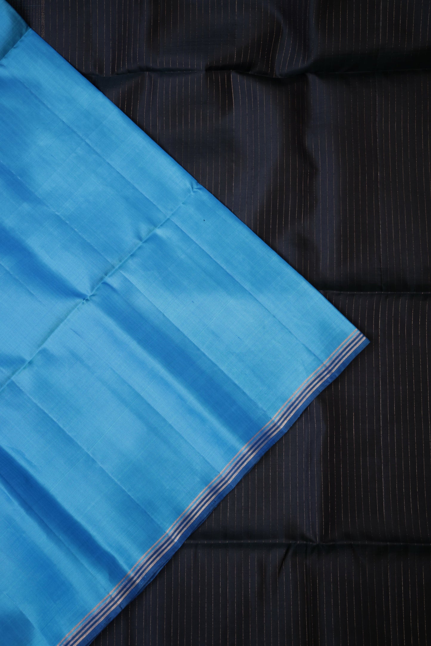 Pure Soft Silk Saree - Blue & Green