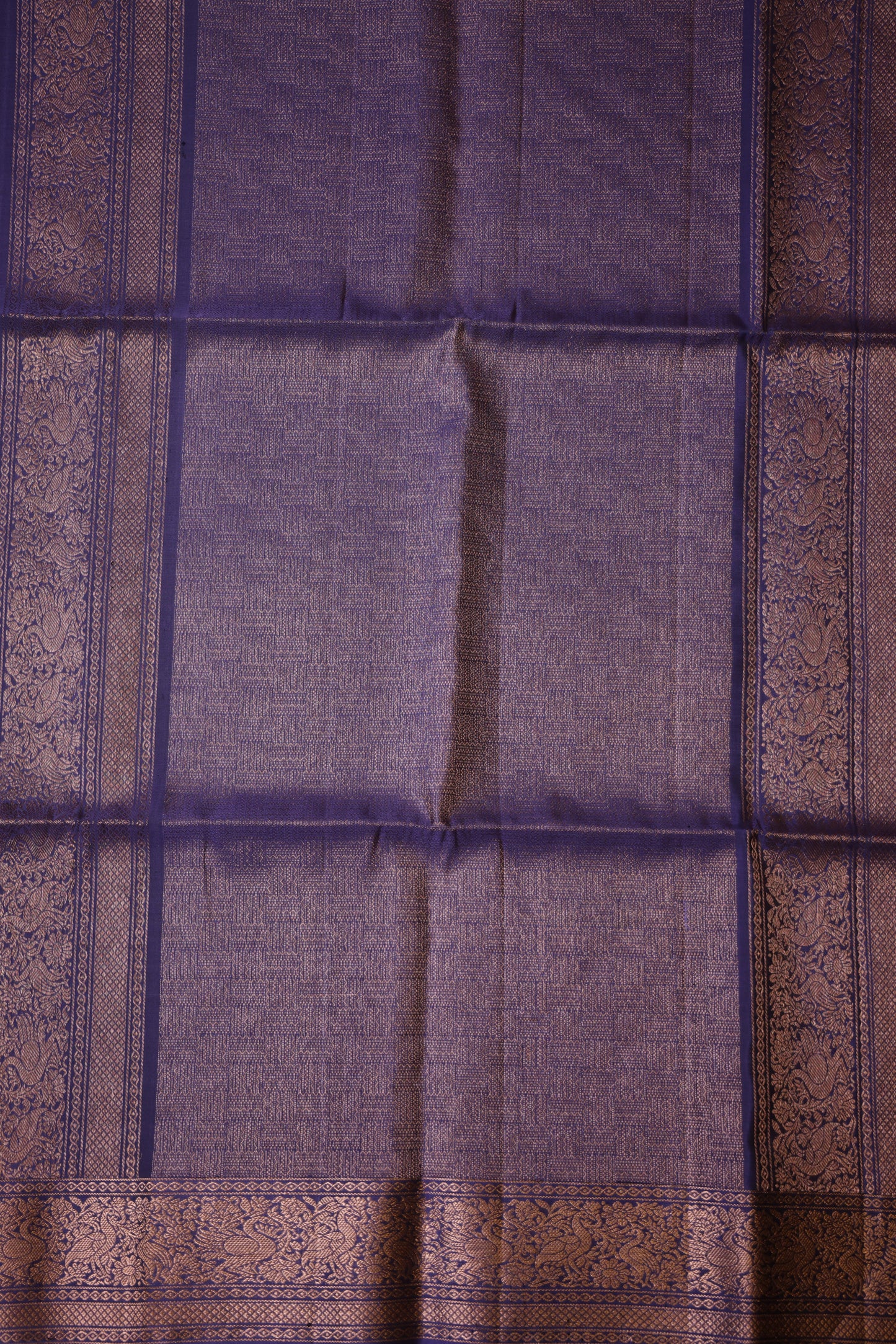 Pure Soft Silk Saree - Purple & Antique Gold