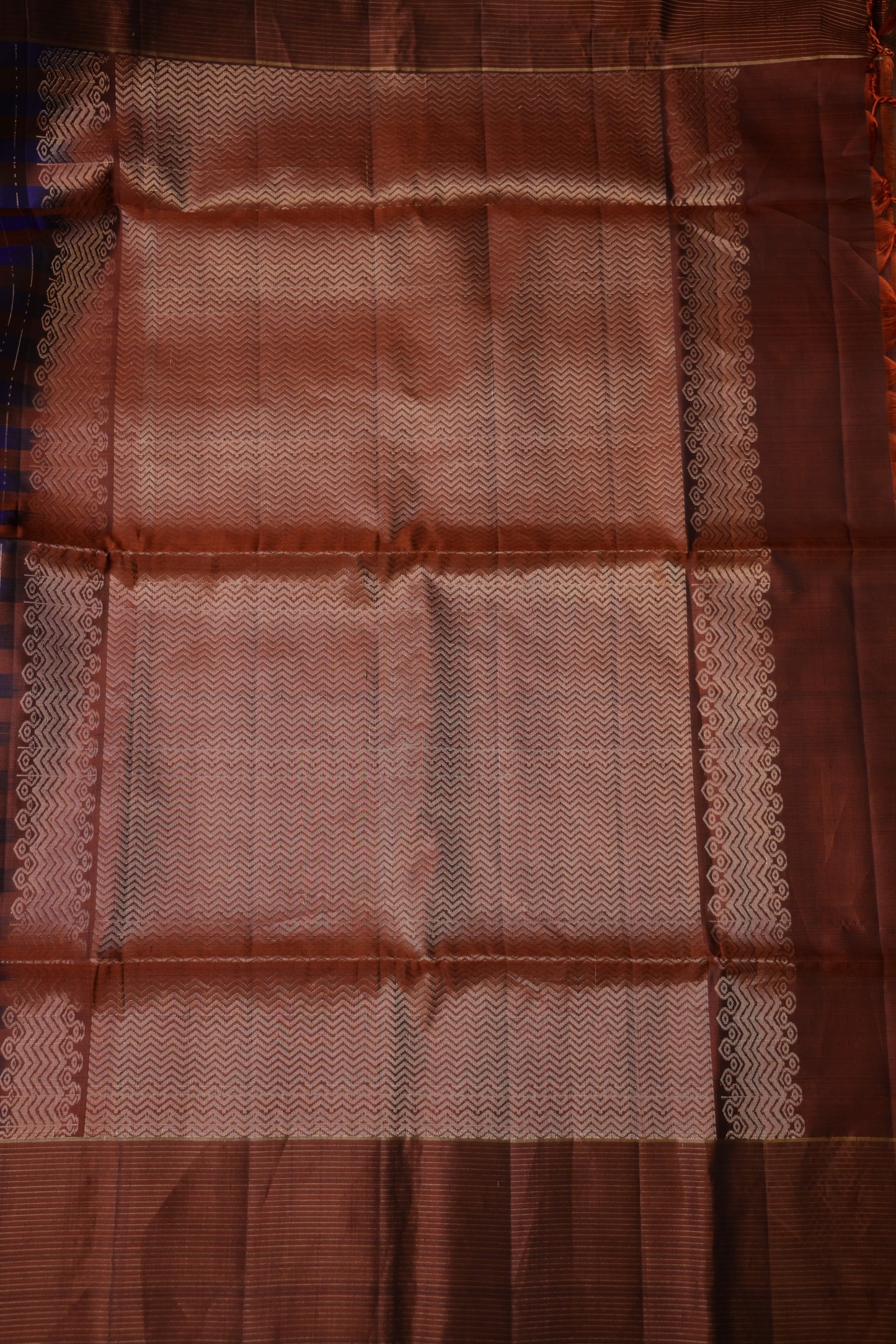 Pure Soft Silk Saree  - Copper & Royal Blue