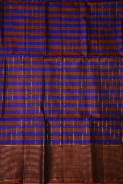 Pure Soft Silk Saree  - Copper & Royal Blue
