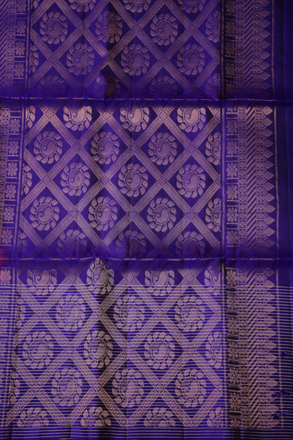 Pure Soft Silk Saree - Deep Purple and Royal Blue