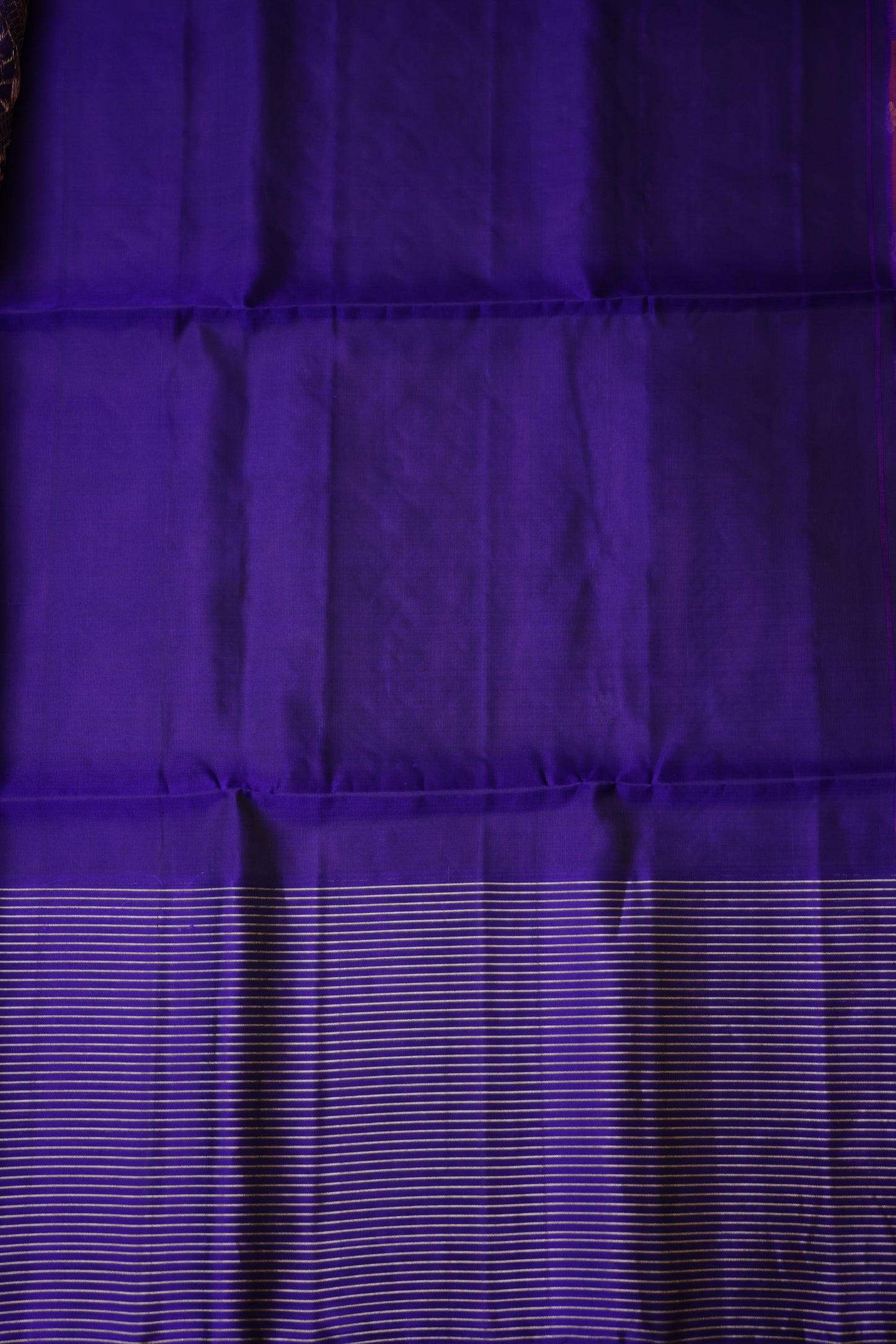 Pure Soft Silk Saree - Deep Purple and Royal Blue